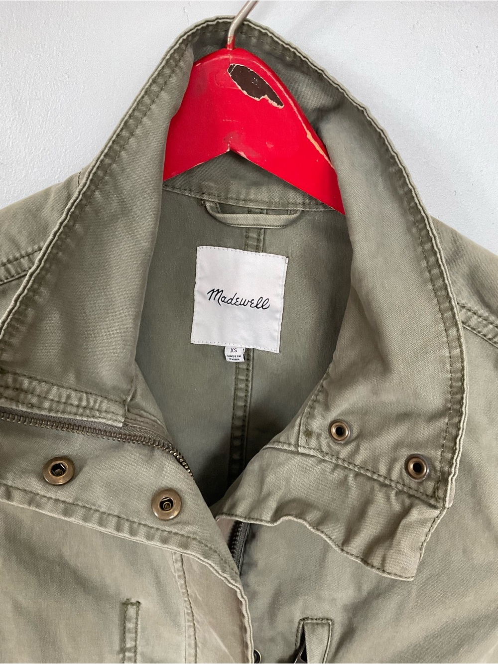 Madewell Olive Green Utility Jacket with Snap Detail